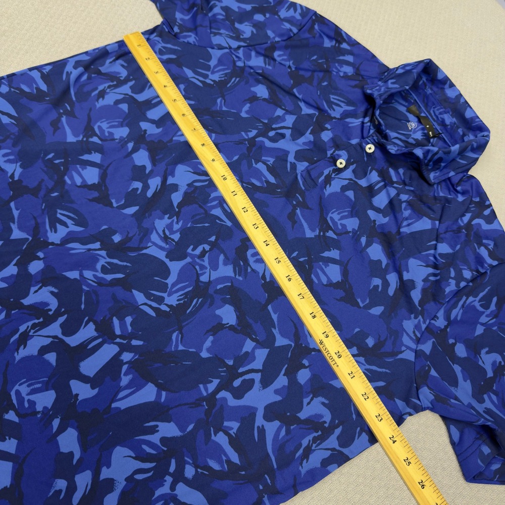 RLX Ralph Lauren Polo Shirt Mens L Blue Camo Performance Golf Stretch Athleisure - Picture 7 of 7